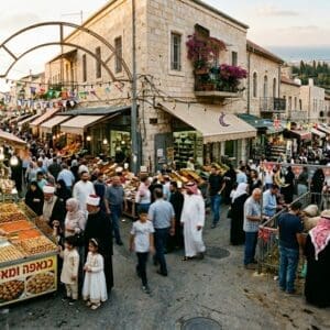 עיד אל אדחא – חג הקורבן – ימים אחדים לפני החג מתחילים השווקים להשתנות (צילום: נוצר בתוכנת A.I ע"י רחלי אורבך)