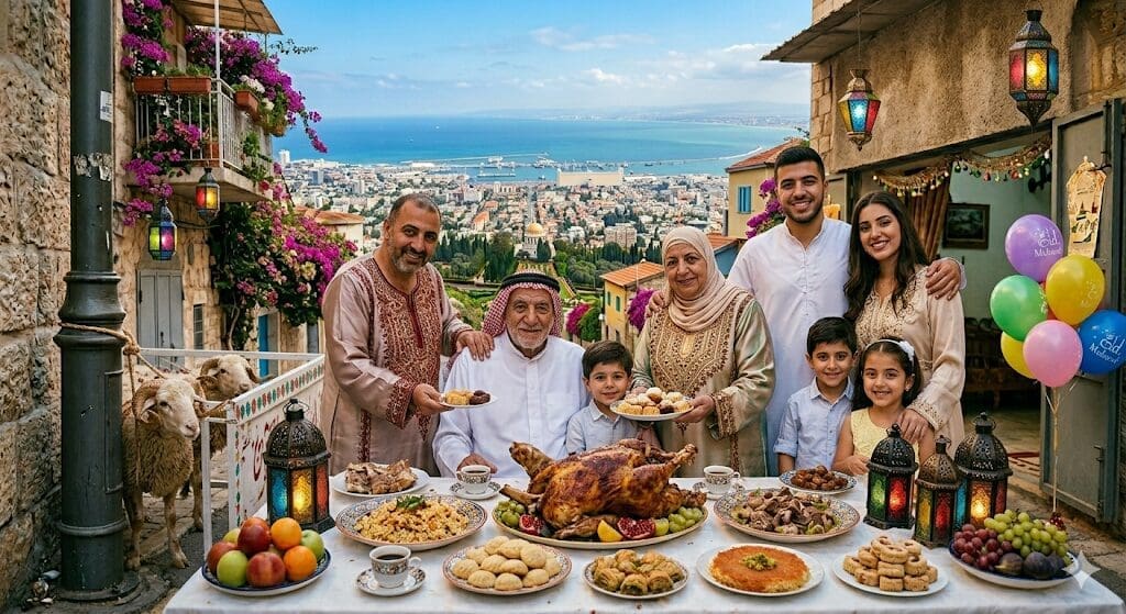 עיד אל אדחא - חג הקורבן - בין תפילה לשפע משפחתי (צילום: נוצר בתוכנת A.I ע"י רחלי אורבך)