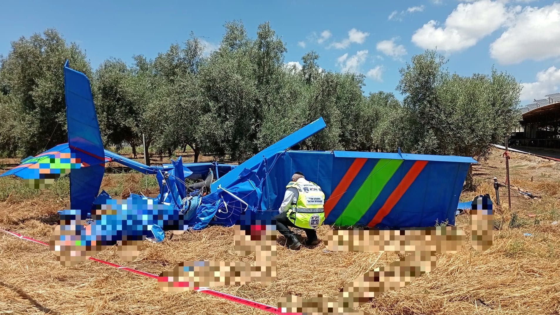 שני גברים נהרגו בהתרסקות מטוס קל סמוך לתל עדשים 24/5/26 (צילום: דוברות זק״א)
