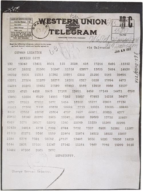 מברק צימרמן (1917) • הארכיון הלאומי האמריקאי
