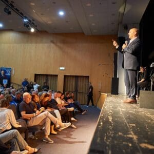 נפתלי בנט קיים כנס של מפלגת ״ביחד״ בחיפה – נפתלי בנט – כנס בחיפה – 2/6/26 2/6/26 (צילום: שרון לייבל)