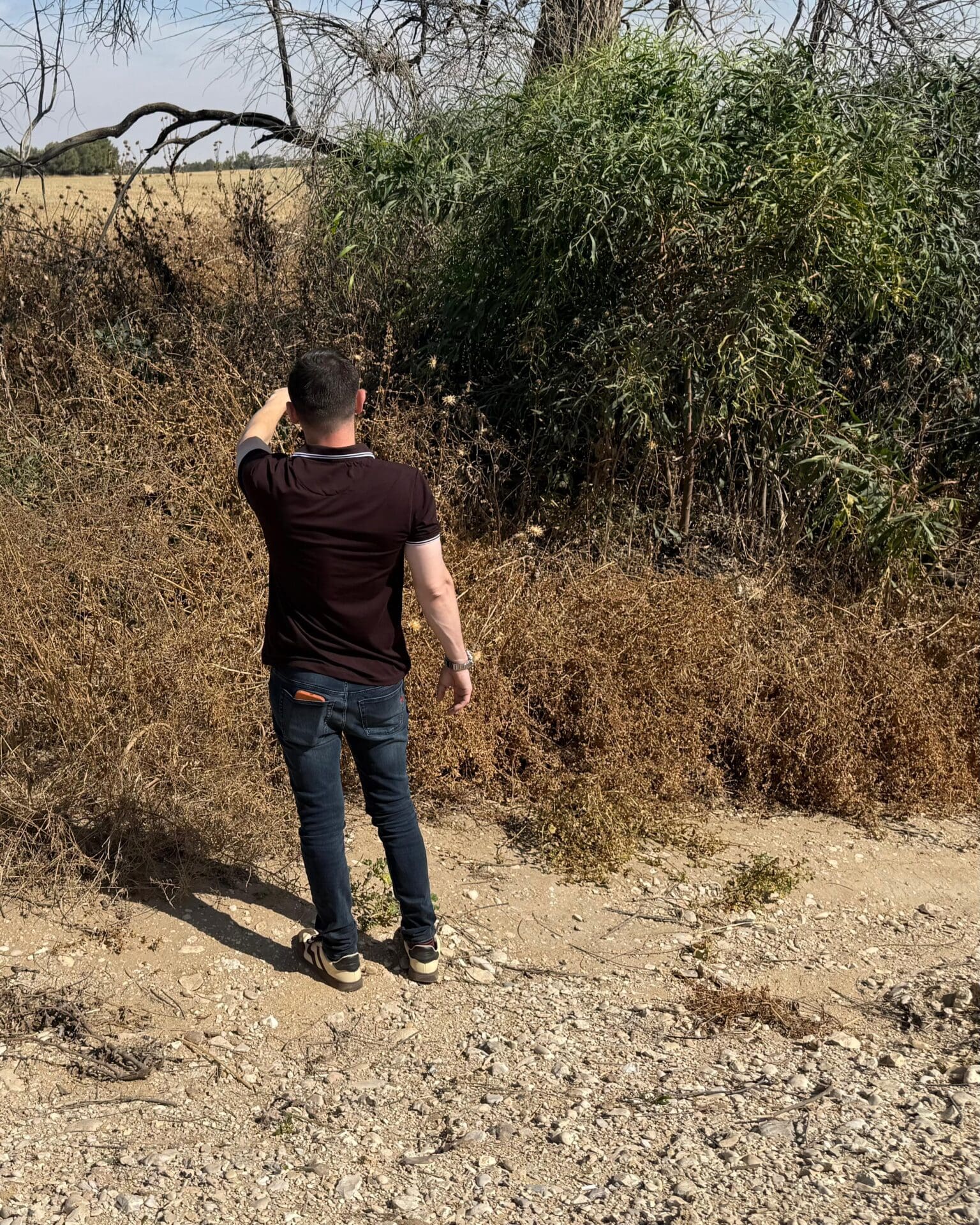 מקסים הרקין מצביע על המקום ממנו נחטף
(צילום: מנשה שמש)
