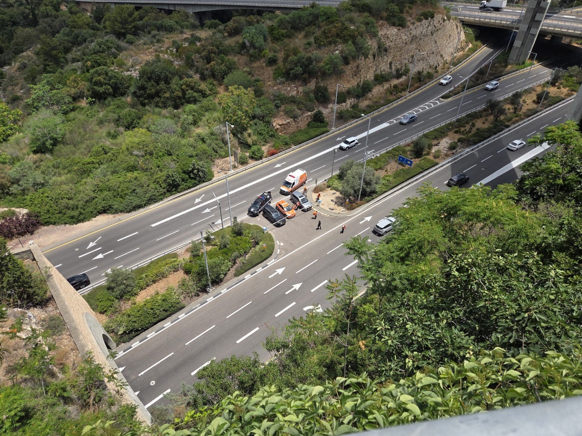מנהרות הכרמל הכניסה למקטע חוף הכרמל (צילום: איחוד הצלה)