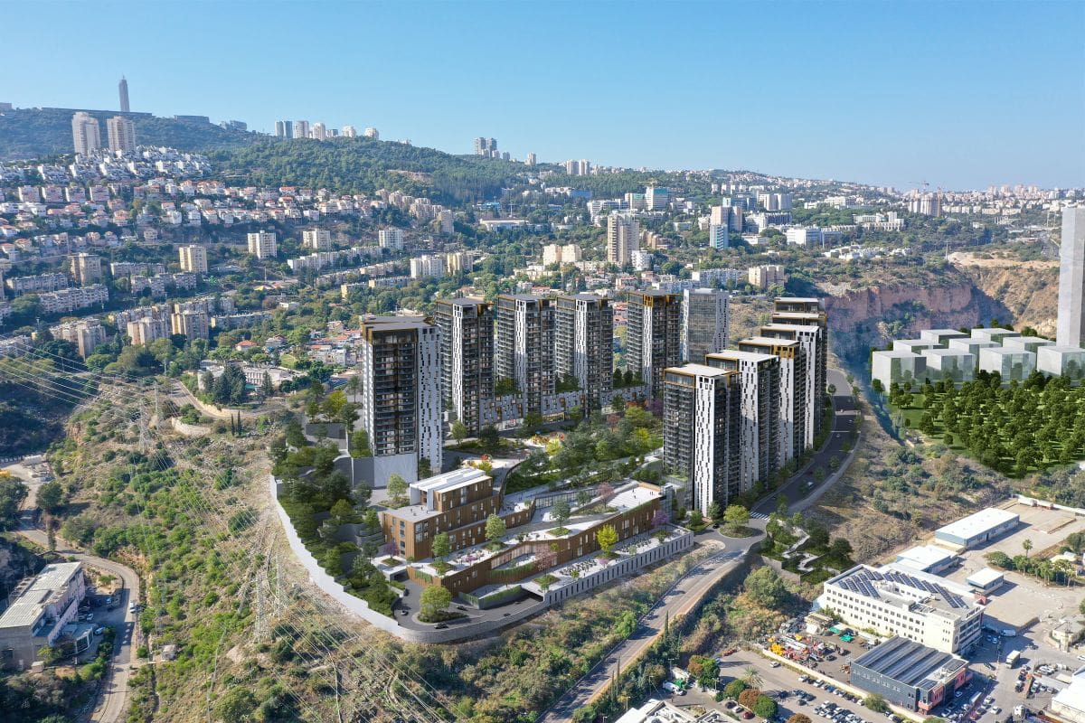 הוועדה המחוזית הורתה על שינויים מהותיים בתוכנית ההתחדשות העירונית בנשר - הדמיה התחדשות עירונית פינוי בינוי מעלה הגיבורים 16/6/26 (צילום: גיורא גור ושות׳ אדריכלים בע״מ)