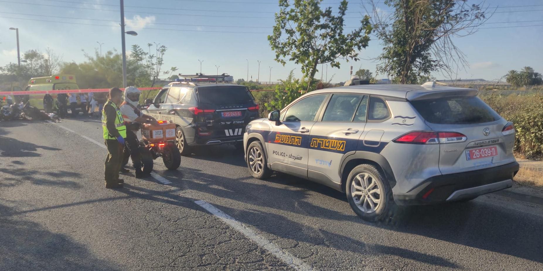 רוכב אופנוע נהרג בתאונה קטלנית בכביש העוקף בחיפה 29/6/26 (צילום: איחוד הצלה)