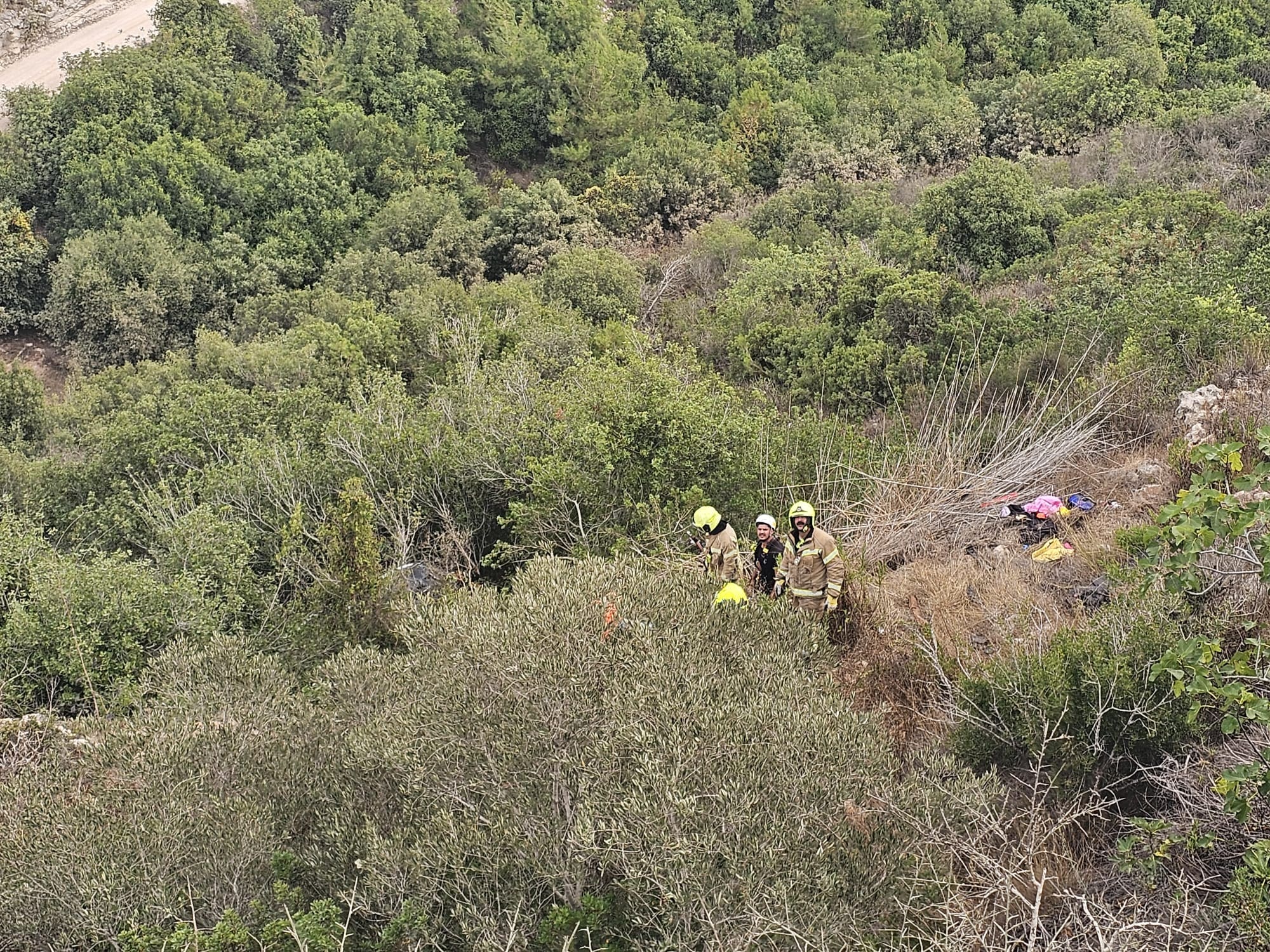 נהג חולץ לאחר שרכבו התדרדר לוואדי בפארק הכרמל - דוברות כבאות והצלה לישראל | מחוז חוף 7/7/26 (צילום: כבאות והצלה לישראל)