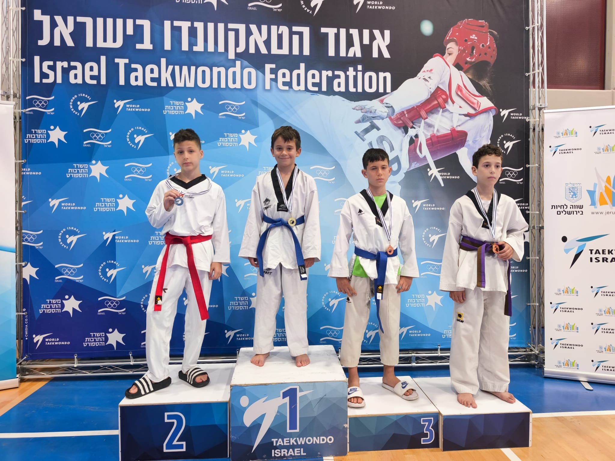 מכבי חיפה כרמל קטפה שמונה מדליות באליפות ישראל בטאקוונדו 16/7/26 (צילום: גלעד קבלרצ׳יק, איגוד הטאקוונדו בישראל)