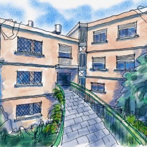 שיכון המורים ברוממה – כשאיכות המגורים הייתה חשובה מיעילות הבנייה שיכון מורים רוממה (איור ד״ר דוד בר און)
