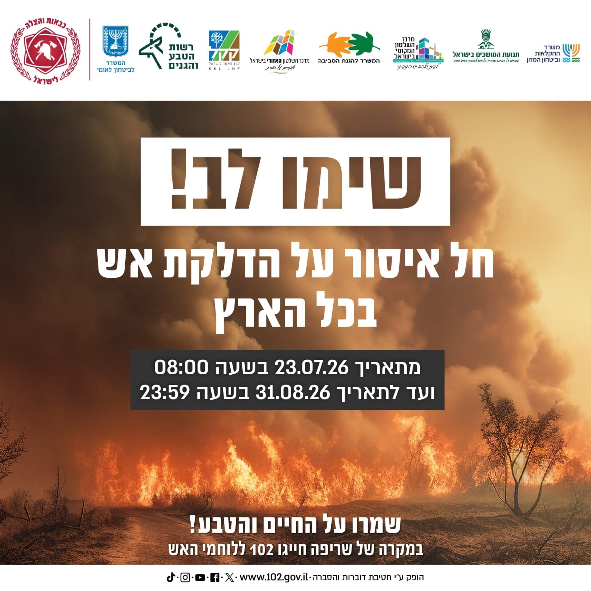 נציב הכבאות חתם על צו איסור הדלקת אש בכל הארץ 23/7/26 (צילום: דוברות כבאות והצלה לישראל)
