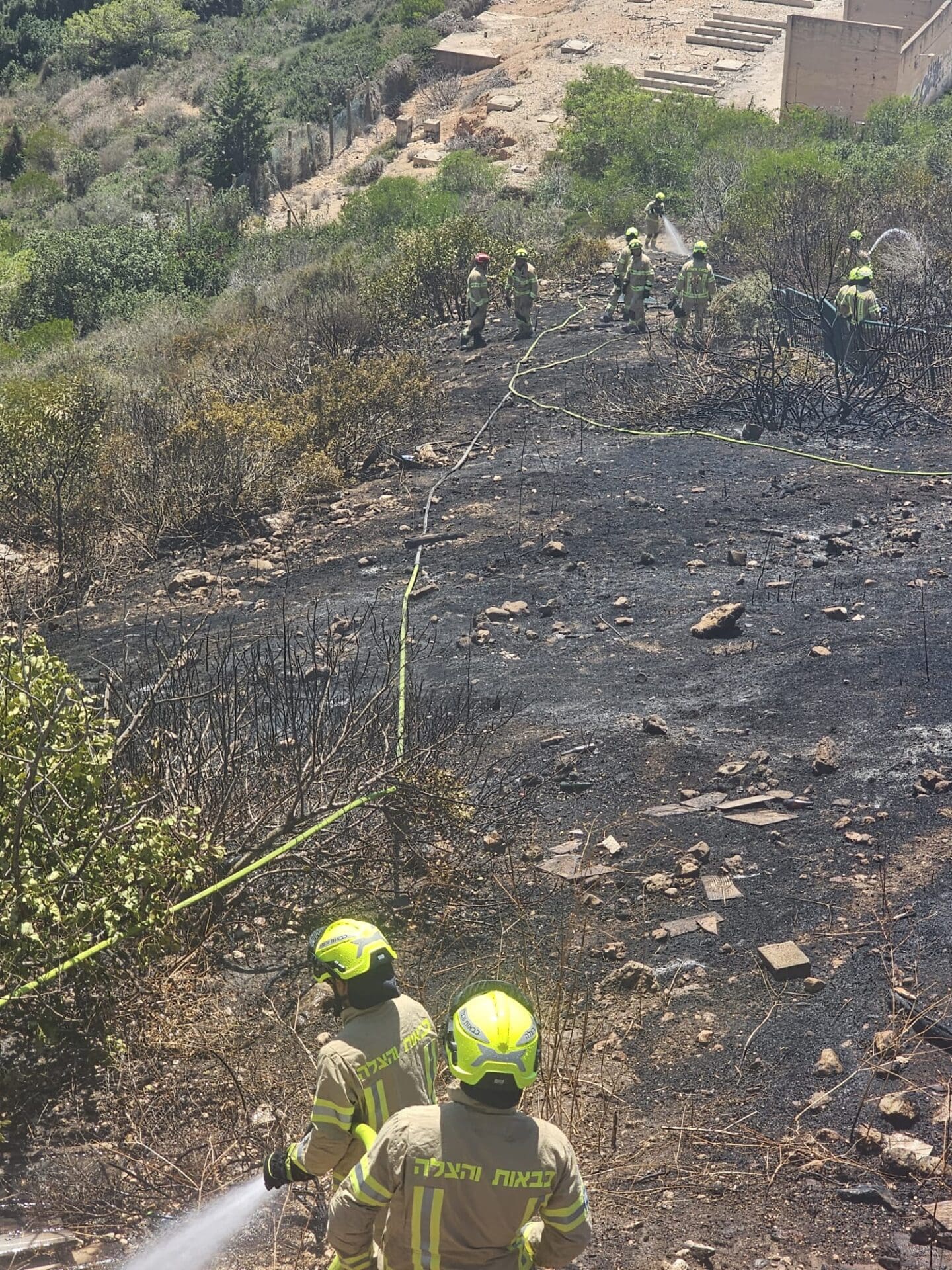 שריפת קוצים באזור נחל לוטם בחיפה - דוברות כבאות והצלה לישראל | מחוז חוף 27/7/26 (צילום: כבאות והצלה לישראל)