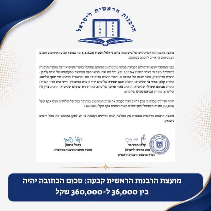 סכום כתובה (צילום: הרבנות הראשית)