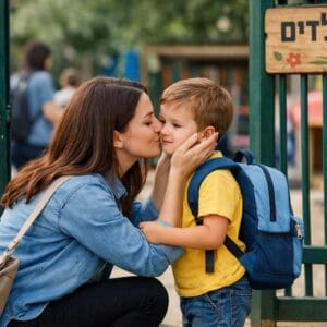 זוכרת שקרעו אותו ממני אמא נפרדת מבנה בשער הגן (AI)