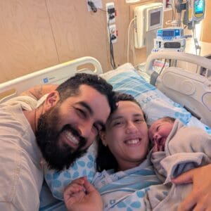 בייבי בום של שנה חדשה: ארבע לידות בתוך שעה ברמב"ם מריה קצובסקי (35) ונמרוד מיטב (35) מעתלית. השניים קיבלו תינוקת במשקל 3.820 ק"ג, 12/9/26 (צילום: הקריה הרפואית רמב״ם)