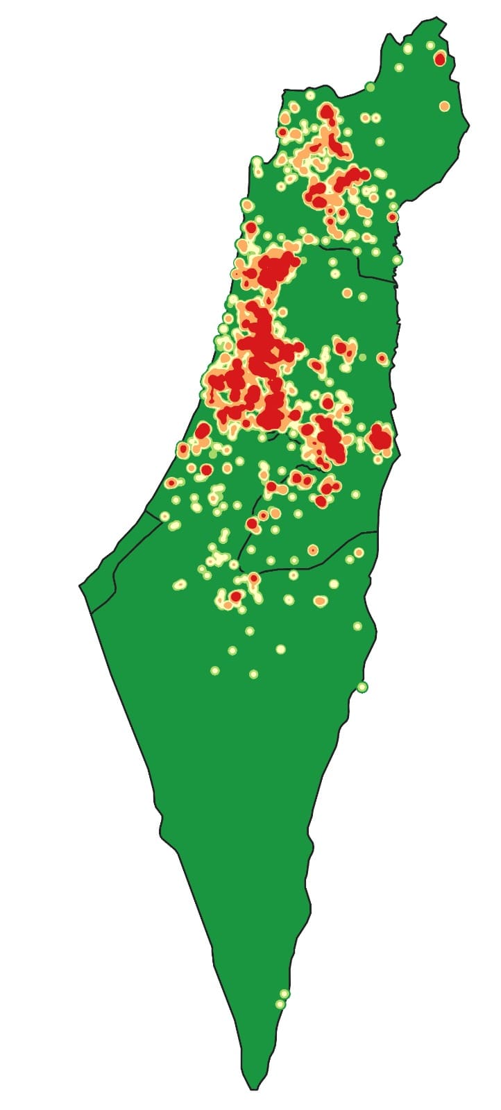מפת המחנק של ישראל (צילום: אזרחים למען אוויר נקי)