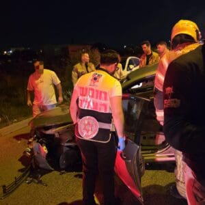 תאונה בקריית אתא ותאונת עבודה בחיפה: ארבעה נפגעים פונו לרמב״ם 17/10/26 (צילום: דוברות הצלה)